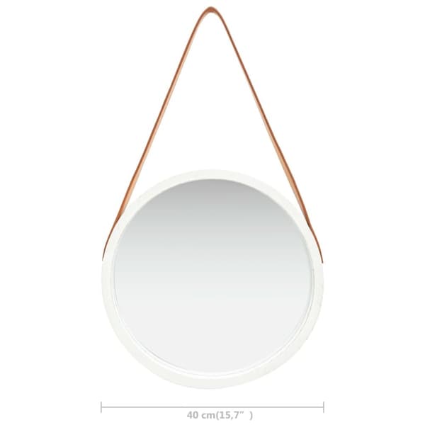 The Living Store Seinäpeili hihnalla 40 cm valkoinen -  Peilit