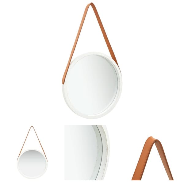 The Living Store vægspejl med rem 40 cm hvid -  Spejle