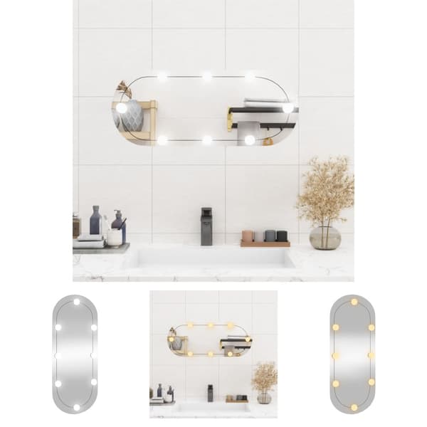 The Living Store vægspejl med LED-lys 35x70 cm oval glas -  Spejle