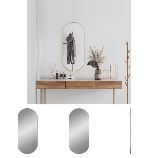 The Living Store Väggspegel guld 90x40 cm oval -  Speglar