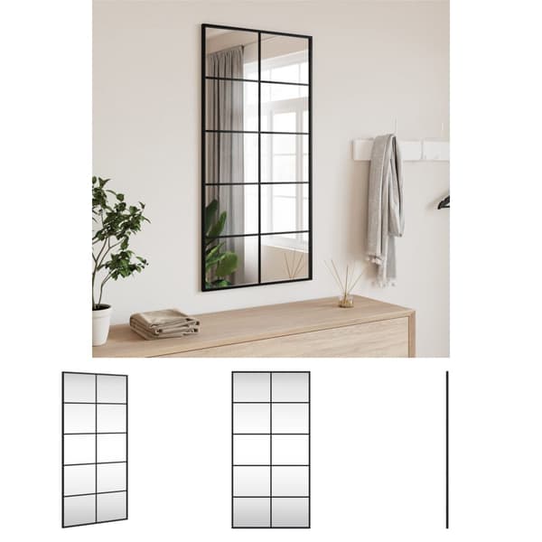 The Living Store vægspejl 50x100 cm rektangulært jern sort -  Spejle