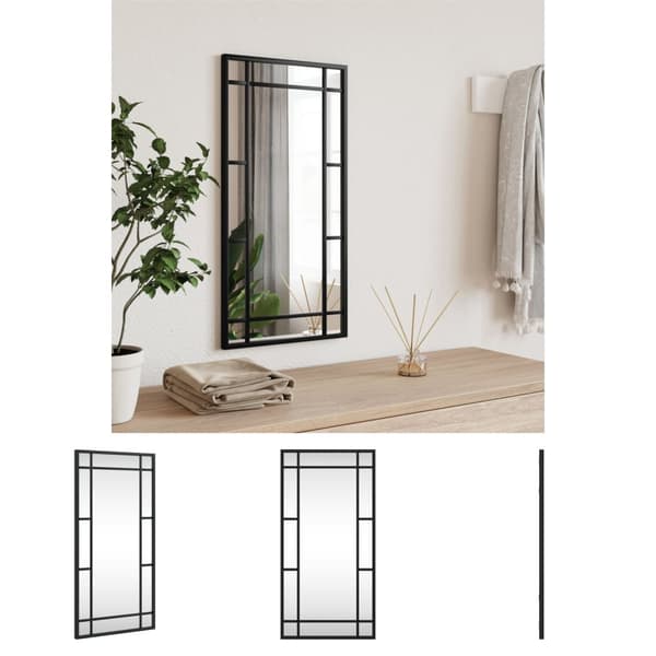 The Living Store vægspejl 30x60 cm rektangulært jern sort -  Spejle