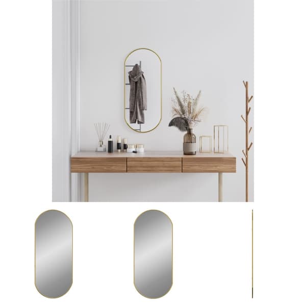 The Living Store vægspejl 80x35 cm oval guldfarvet -  Spejle