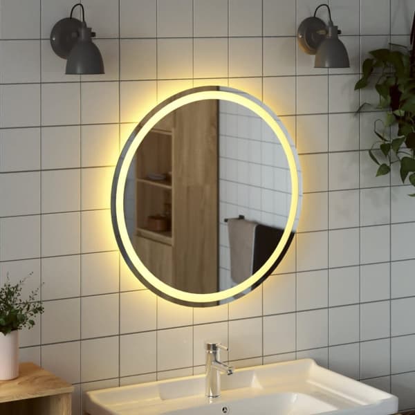 The Living Store badeværelsesspejl med LED-lys 70 cm rundt -  Spejle