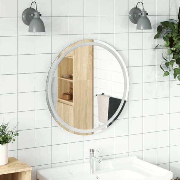 The Living Store badeværelsesspejl med LED-lys 70 cm rundt -  Spejle