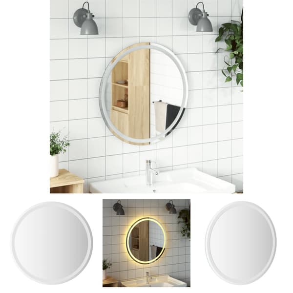 The Living Store badeværelsesspejl med LED-lys 70 cm rundt -  Spejle