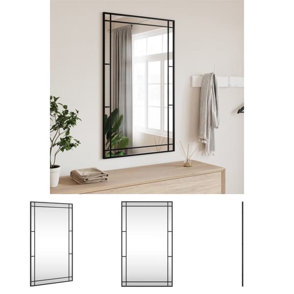 The Living Store Väggspegel svart 60x100 cm rektangulär järn -  Speglar