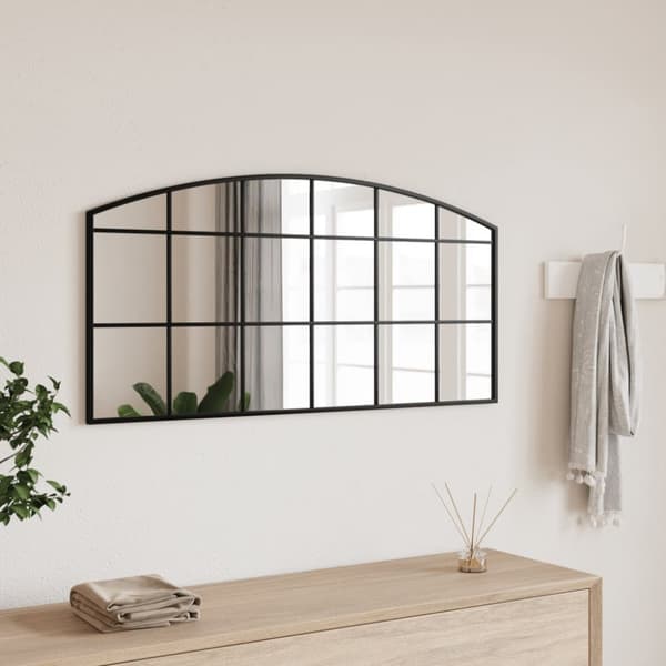The Living Store Väggspegel svart 100x50 cm bågformad järn -  Speglar