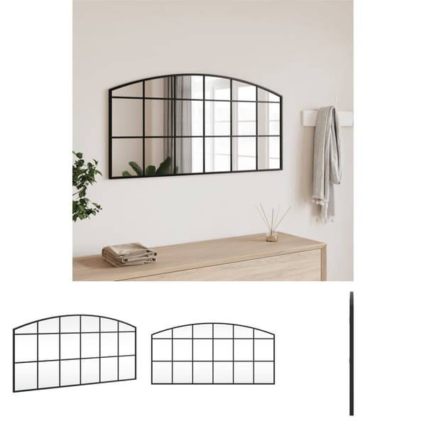 The Living Store Väggspegel svart 100x50 cm bågformad järn -  Speglar
