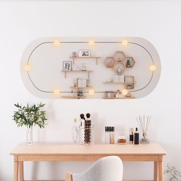The Living Store vægspejl med LED-lys 45x100 cm oval glas -  Spejle