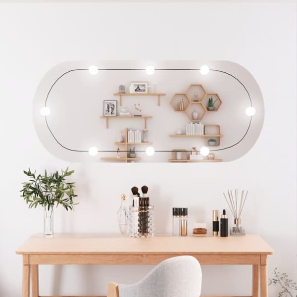 The Living Store vægspejl med LED-lys 45x100 cm oval glas -  Spejle