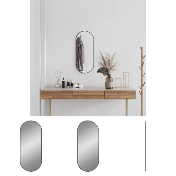 The Living Store vægspejl 70x30 cm oval sort -  Spejle