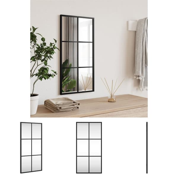 The Living Store Väggspegel svart 30x60 cm rektangulär järn -  Speglar