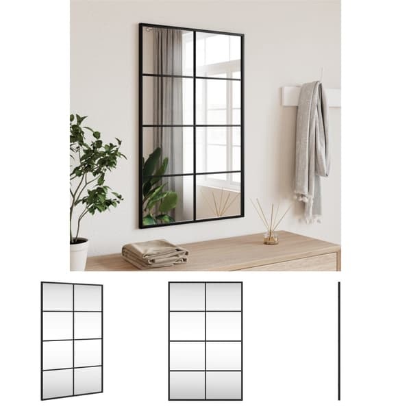 The Living Store Väggspegel svart 50x80 cm rektangulär järn -  Speglar