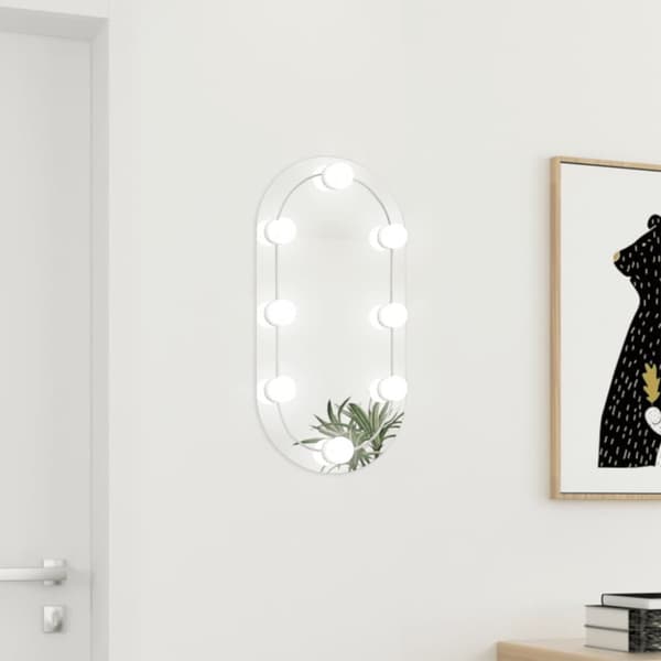 The Living Store Spegel med LED-lampor 60x30 cm glas oval -  Speglar