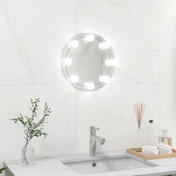 Spejle - Living vægspejl uden ramme med LED-lys rundt glas