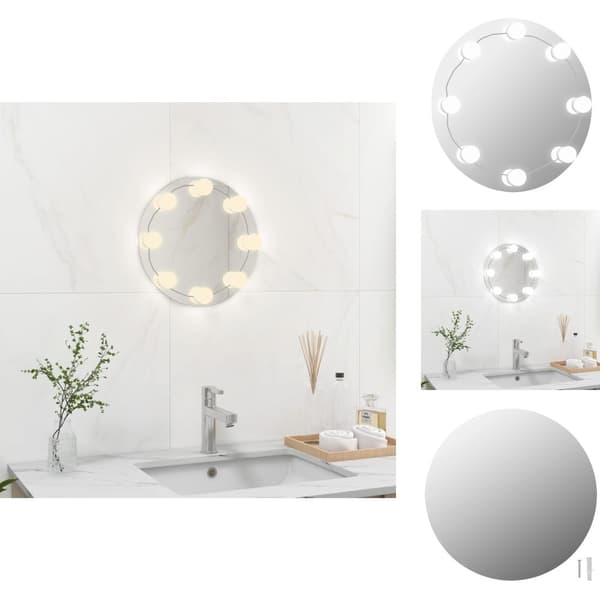 Spejle - Living vægspejl uden ramme med LED-lys rundt glas