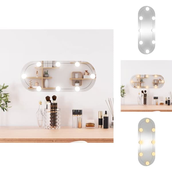 Spejle - Living vægspejl med LED-lys 20x50 cm oval glas