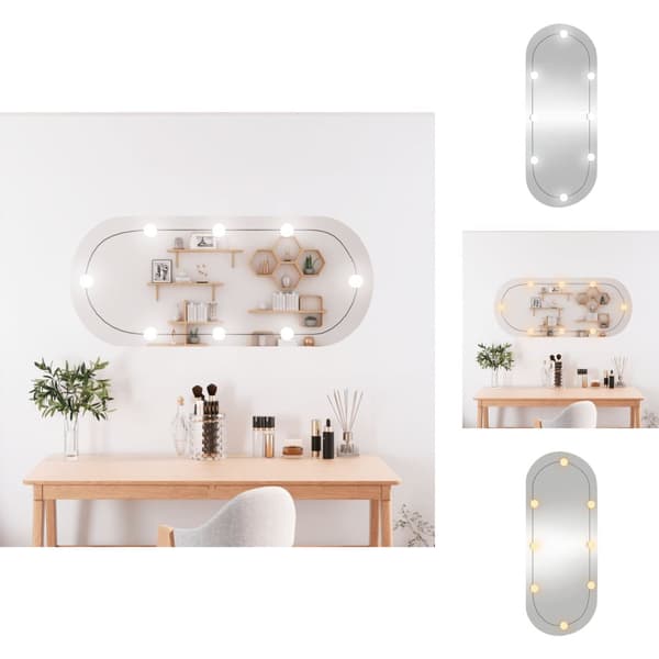 Peilit - Living Seinäpeili LED-valoilla 40x90 cm lasi ovaali