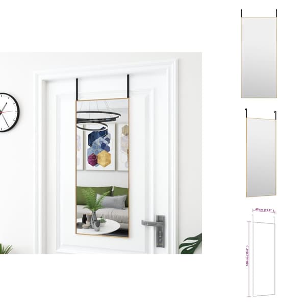 Spejle - Living dørspejl 40x100 cm glas og aluminium guldfarvet