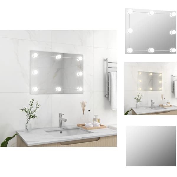 Spejle - Living vægspejl uden ramme med LED-lys rektangulær glas