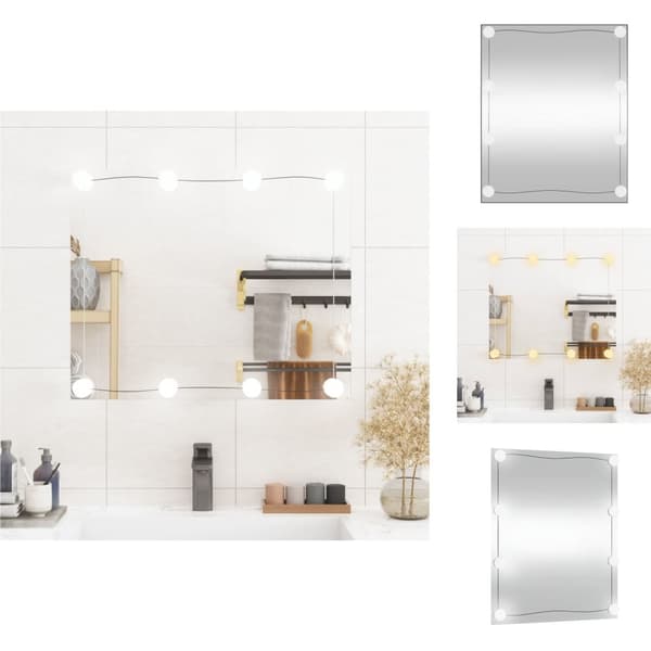 Spejle - Living vægspejl med LED-lys 50x60 cm rektangel glas
