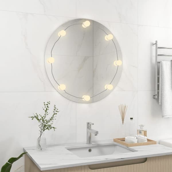 Seinäpeili LED-valoilla pyöreä lasi - Seinäpeili LED-valolla - Seinäpeilit LED-valoilla - Home & Living