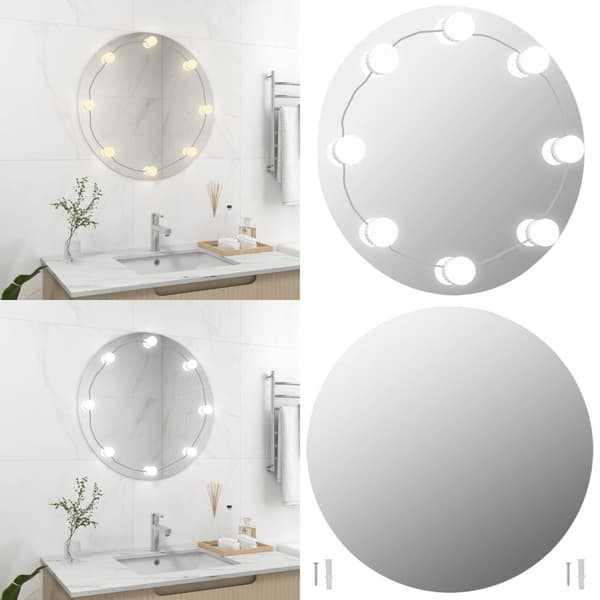 Seinäpeili LED-valoilla pyöreä lasi - Seinäpeili LED-valolla - Seinäpeilit LED-valoilla - Home & Living