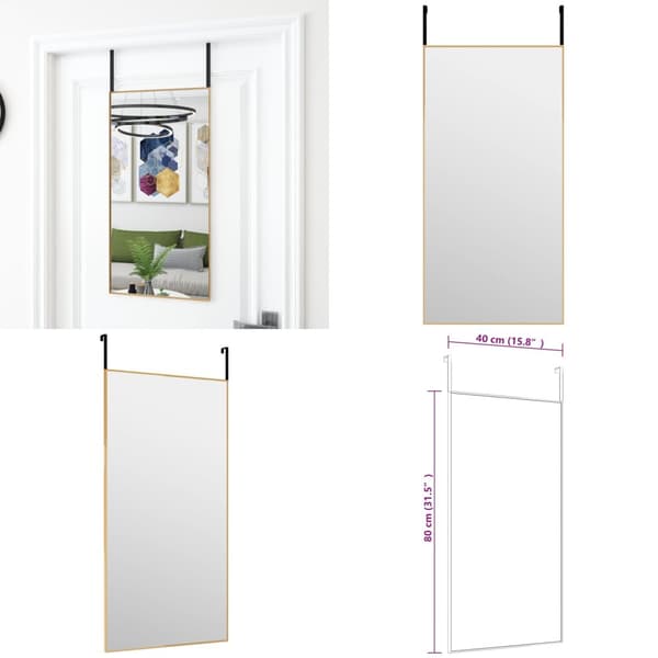 Dørspejl 40x80 cm glas og aluminium guldfarvet - Dørspejl - Dørspejle - Home & Living