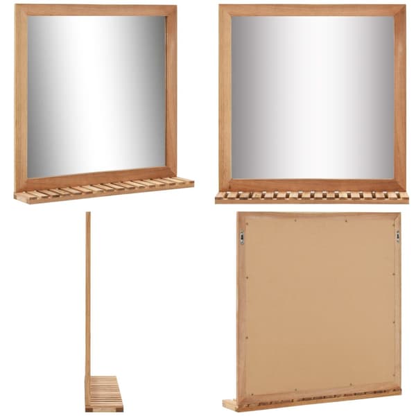 Badeværelsespejl 60 x 12 x 62 cm massivt valnøddetræ - Badeværelsesspejl - Badeværelsesspejle - Home & Living