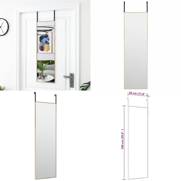 Dørspejl 30x100 cm glas og aluminium guldfarvet - Dørspejl - Dørspejle - Home & Living