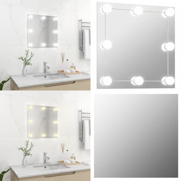 Seinäpeili LED-valoilla neliö lasi - Seinäpeili LED-valolla - Seinäpeilit LED-valoilla - Home & Living