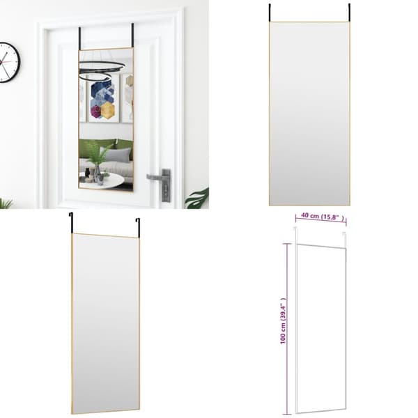 Dørspejl 40x100 cm glas og aluminium guldfarvet - Dørspejl - Dørspejle - Home & Living
