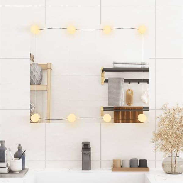 Vægspejl med LED-lys 50x60 cm rektangel glas - Vægspejl - Vægspejle - Home & Living