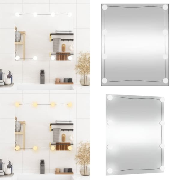Vægspejl med LED-lys 50x60 cm rektangel glas - Vægspejl - Vægspejle - Home & Living