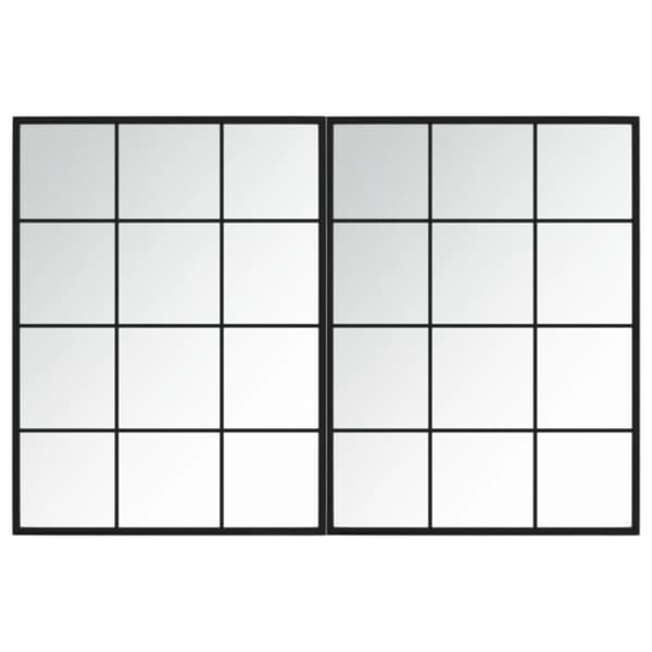 Seinäpeilit 2 kpl musta 80x60 cm metalli - Seinäpeili - Seinäpeilit - Home & Living