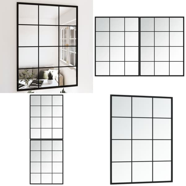 Seinäpeilit 2 kpl musta 80x60 cm metalli - Seinäpeili - Seinäpeilit - Home & Living