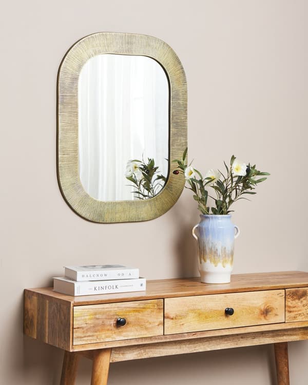 Dekorativ Väggspegel Guld 68 x 54 cm Heminredning Glamourös Vardagsrum Sovrum Hall