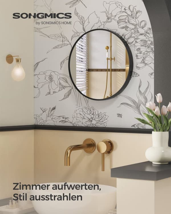 Rootz rundt spejl - Makeupspejl - Makeupspejl - Aluminiumslegering - Glas - MDF - Letvægts - Holdbar - Bærbar - 40,7 cm x 3,6 cm x 40,7 cm