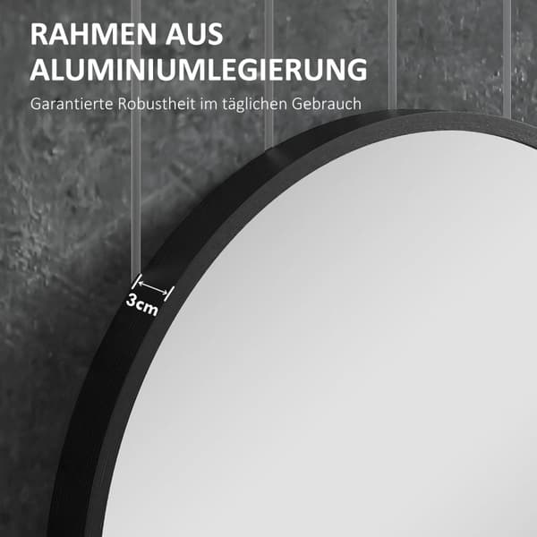 Rootz badeværelsesspejl - Elegant ovalt spejl - Stilfuldt makeupspejl - Holdbar aluminiumsramme - Splintbeskyttelse - 60L x 90W x 3H cm - Sort