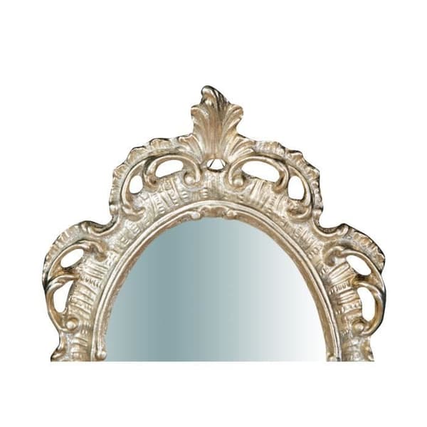 TRÄVÄGGSPEGEL. YTBEHANDLING: ÅLDRADE EFFEKT SILVERBLAD. L30XPR2XH19 CM TILLVERKAD I ITALIEN - L6707