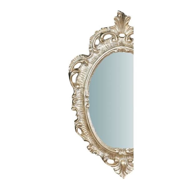 TRÄVÄGGSPEGEL. YTBEHANDLING: ÅLDRADE EFFEKT SILVERBLAD. L30XPR2XH19 CM TILLVERKAD I ITALIEN - L6707