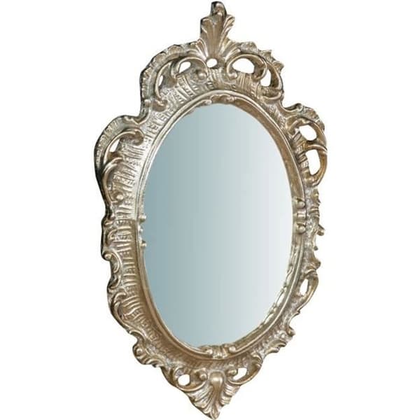 TRÄVÄGGSPEGEL. YTBEHANDLING: ÅLDRADE EFFEKT SILVERBLAD. L30XPR2XH19 CM TILLVERKAD I ITALIEN - L6707