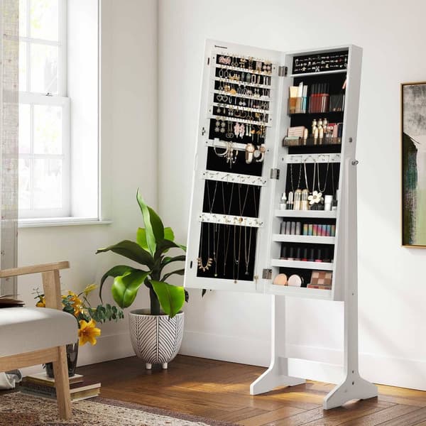 Rootz smykkeskab - Spejlskab - Smykkeudstilling - Makeup Organizer - MDF materiale - 41,2 cm x 36,5 cm x 152 cm