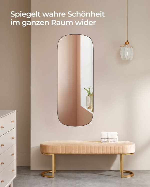 Rootz vægspejlsæt - Sort dekorativt spejl - MDF-glas - Letvægts - Nem installation - 120 cm x 47 cm x 1,2 cm