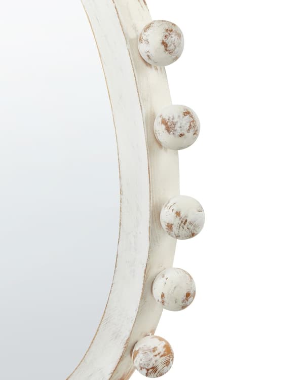 Veggspeil Hvit Tre ø 71 cm Veggmontert Dekorativ ramme med slitt finish Moderne design