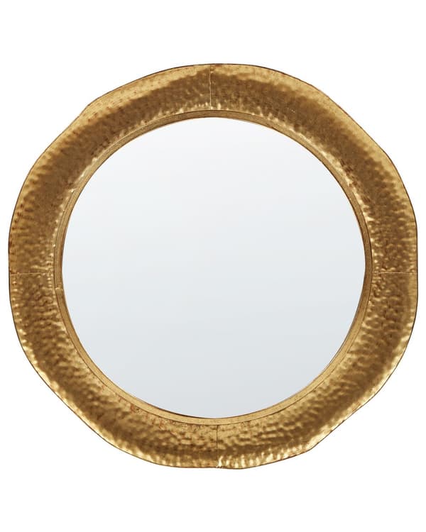 Väggspegel Metall Guld ⌀ 68 cm Väggmonterad Dekorativ Spegel Modern Stil Hängande Dekor Vardagsrum Sovrum Hall