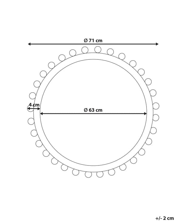 Väggspegel Vit Trä ⌀ 71 cm Väggmonterad Vitmålad Sliten Finish Stil Hängande Spegel Dekor Varagsrum Sovrum Hall
