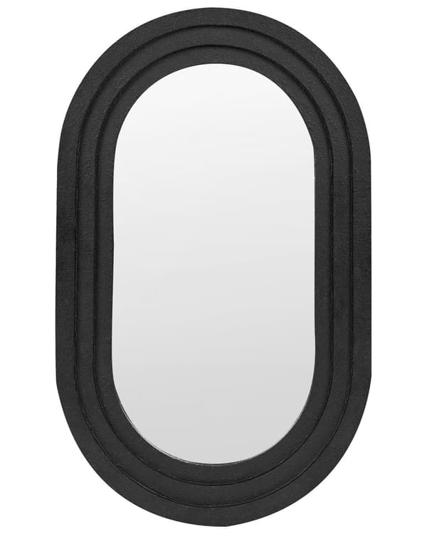 Vægspejl Metal Sort 43 x 69 cm Vægmonteret Dekorativt Spejl Moderne Stil Hængende Dekoration