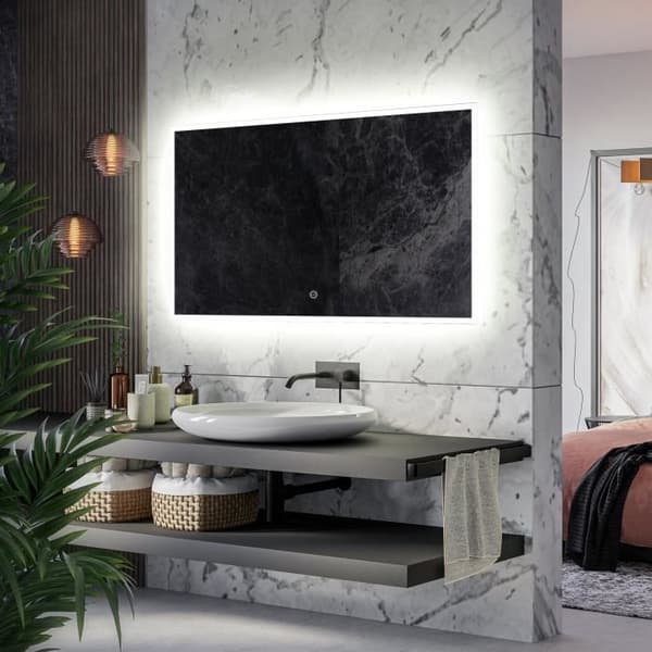 LED-spegel med Touch Switch - ALASTA - Boston 150x50 cm - LED-belysning - Modern skandinavisk stil